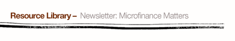 newsletter: Microfinance Matters